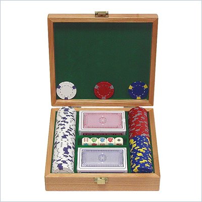 Trademark 100 13 gm Pro Clay Casino Chips w/Beautiful Solid Oak Case