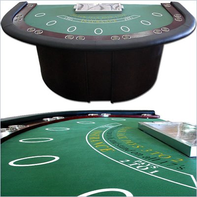 Trademark Deluxe Blackjack Table with Pedestal Legs metal locking tray