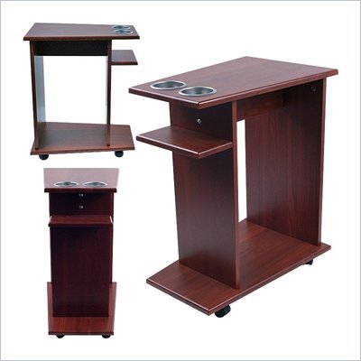 Trademark Global Drink and Food Cart with Cup Holders on Wheels in Mahogany