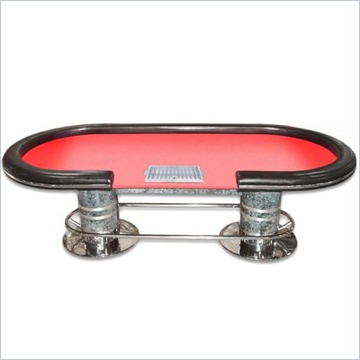 Trademark Global Deluxe 96" Holdem table with dealer position in Red