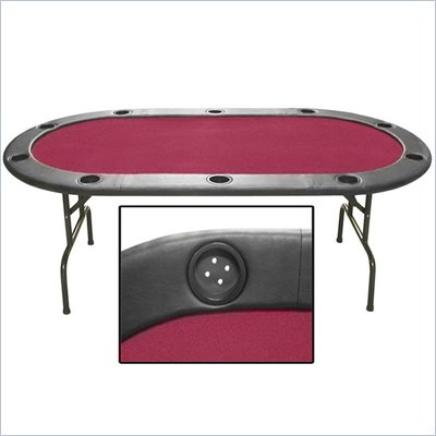Trademark Global Full Size Texas Holdem Folding Poker Table in Red