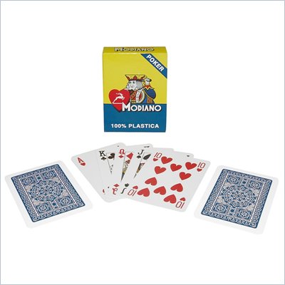 Trademark Modiano Blue Single Deck 100% Plastic Poker Size Reg Index