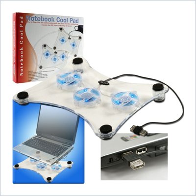 Trademark Global Laptop Buddy Notebook USB Cooling Pad with 3 Fans and 6 LED Lights