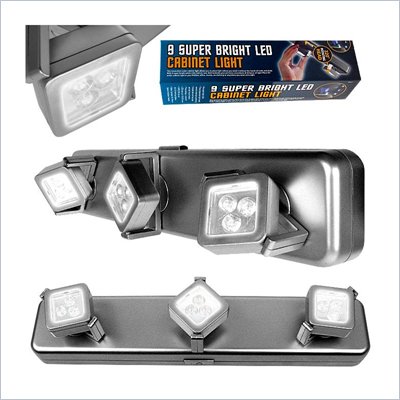 Trademark Global Under Cabinet Light Fixture 3 Light Heads with 9 Bright LEDs