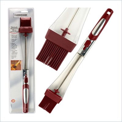 Trademark Global Farberware Marinade Dispensing Silicone Basting Brush in Red