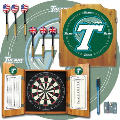 Trademark Tulane University Dart Cabinet with Darts and Board