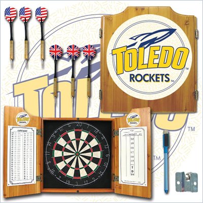Trademark University of Toledo Dart Cabinet with Darts and Board