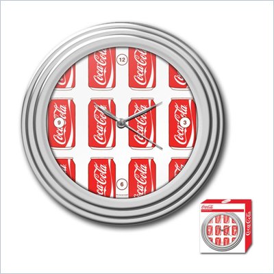 Trademark Global Coca-Cola Clock w/ Chrome Finish - Cans Style