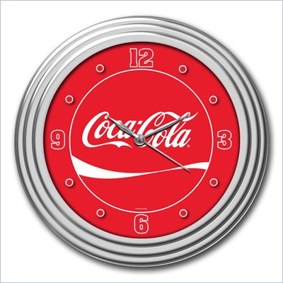Trademark Global 12 Inch Coca-Cola Coke Clock with Chrome Finish