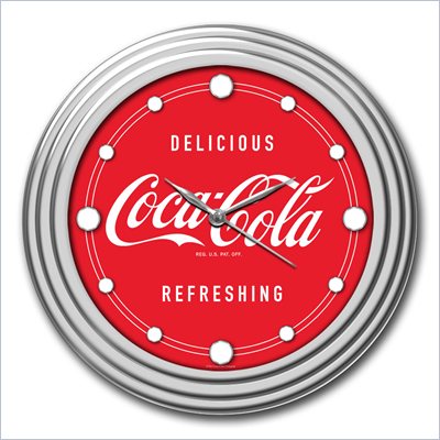 Trademark Global Coca-Cola Clock with Chrome Finish Delicious Style