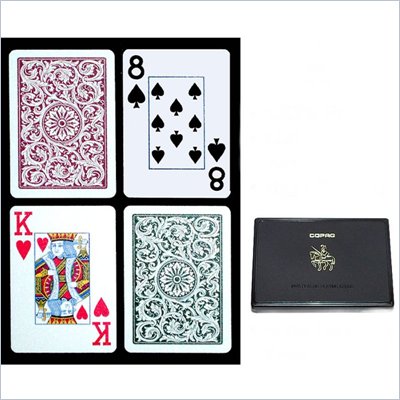 Trademark CopagT Poker Size Jumbo Index - Green Burgundy Setup