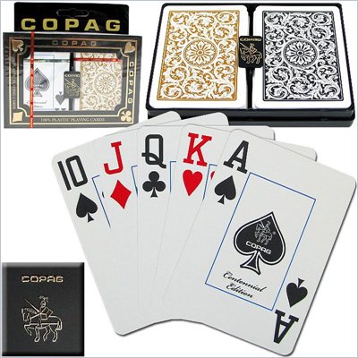 Trademark CopagT Poker Size Jumbo Index - 1546 Black 'Gold Setup