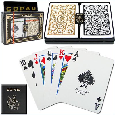 Trademark CopagT Poker Size REGULAR Index - 1546 Black' Gold Setup
