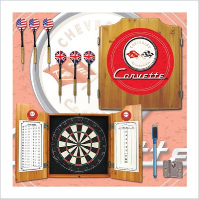 Trademark Global Corvette C1 Dart Cabinet Includes Darts and Board in Red