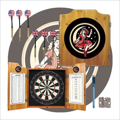 Trademark Global Miller Girl in the Moon Dart Cabinet with Darts and Board included