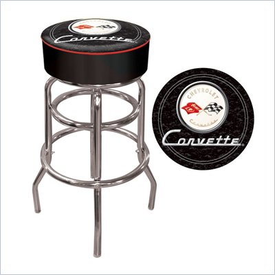 Trademark Global Corvette C1 Padded Bar Stool in Black