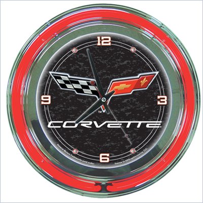 Trademark Global Corvette C6 Neon Clock 14 inch Diameter in Black