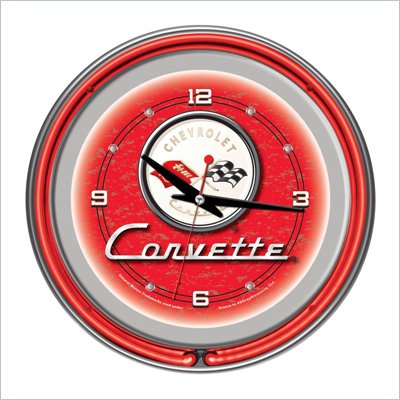 Trademark Global 14 inch Corvette C1 Neon Clock in Red