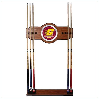 Trademark Central Michigan University Wood and Mirror Wall Cue Rack