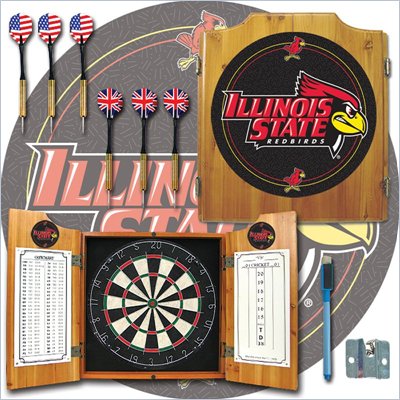 Trademark Illinois State University Dart Cabinet with Darts and Board