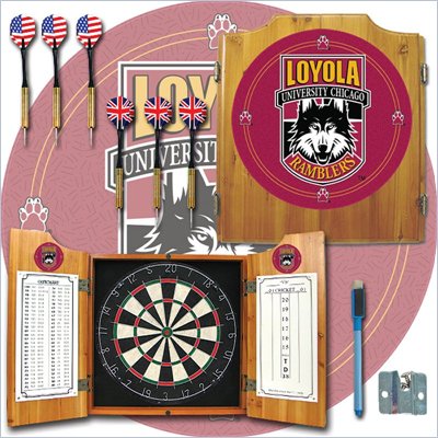 Trademark Loyola University Chicago Dart Cabinet with Darts and Board