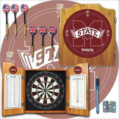 Trademark Mississippi State University Dart Cabinet w/ Darts and Board