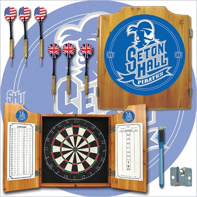 Trademark Seton Hall University Dart Cabinet w/ Darts and Board