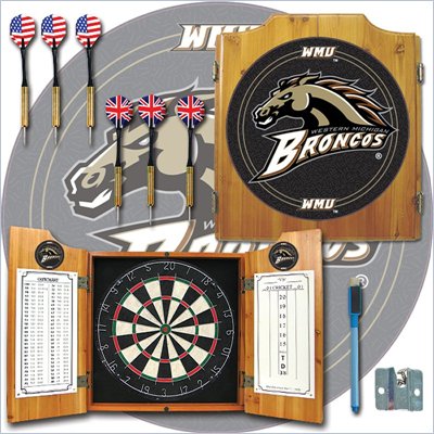 Trademark Western Michigan U Dart Cabinet Includes Darts and Board