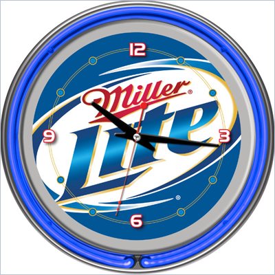 Trademark Global Miller Lite 14 Inch Neon Wall Clock