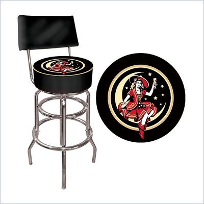 Trademark Global Miller High Life Girl in the Moon Padded Bar Stool with Backrest