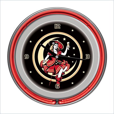 Trademark Global Miller High Life Girl in the Moon Vintage 14 Inch Neon Clock