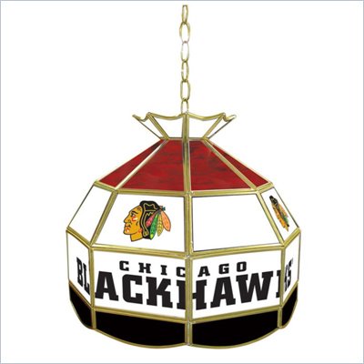 Trademark NHL Chicago Blackhawks Stained Glass Tiffany Lamp - 16 inch diameter
