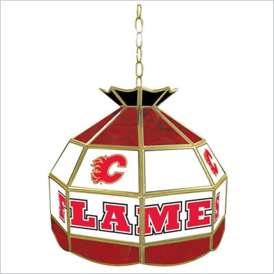 Trademark NHL Calgary Flames Stained Glass Tiffany Lamp - 16 inch diameter