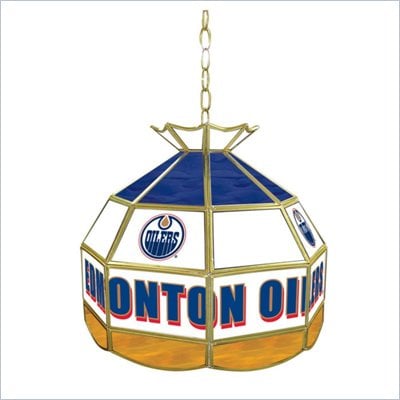Trademark NHL Edmonton Oilers Stained Glass Tiffany Lamp - 16 inch diameter