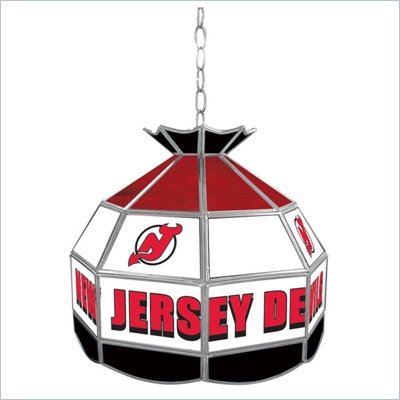Trademark NHL New Jersey Devils Stained Glass Tiffany Lamp - 16 inch diameter