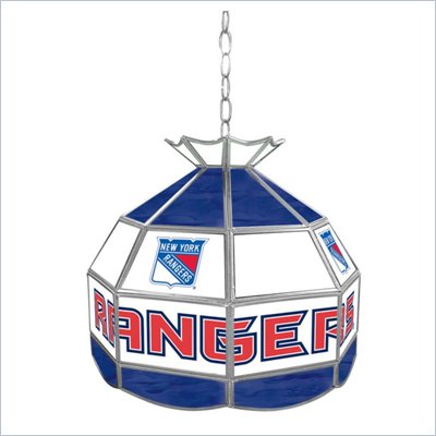 Trademark NHL New York Rangers Stained Glass Tiffany Lamp - 16 inch diameter