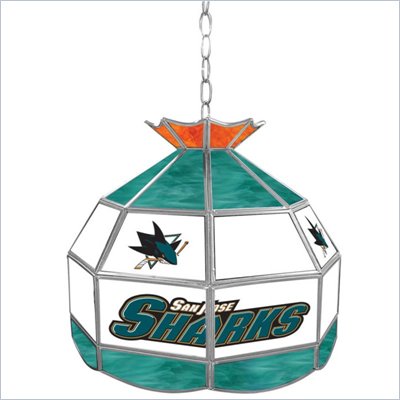Trademark NHL San Jose Sharks Stained Glass Tiffany Lamp - 16 inch diameter