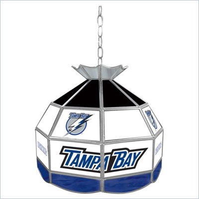 Trademark NHL Tampa Bay Lightning Stained Glass Tiffany Lamp - 16 inch