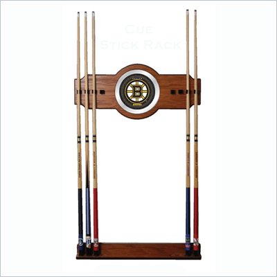 Trademark NHL Boston Bruins 2 piece Wood and Mirror Wall Cue Rack