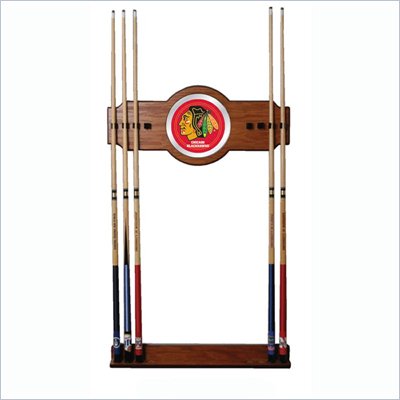 Trademark NHL Chicago Blackhawks 2 piece Wood and Mirror Wall Cue Rack