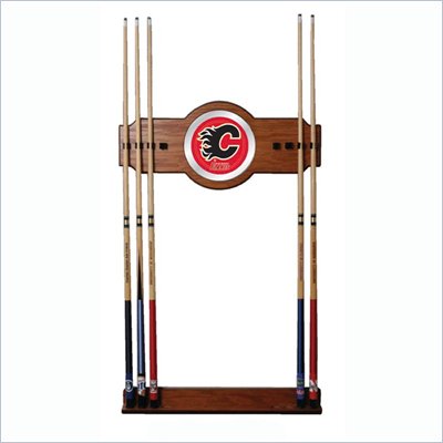 Trademark NHL Calgary Flames 2 piece Wood and Mirror Wall Cue Rack