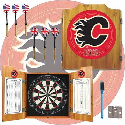 Trademark NHL Calgary Flames Dart Cabinet includes Darts and Board