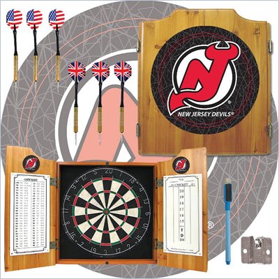 Trademark NHL New Jersey Devils Dart Cabinet includes Darts and Board