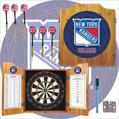 Trademark NHL New York Rangers Dart Cabinet includes Darts and Board