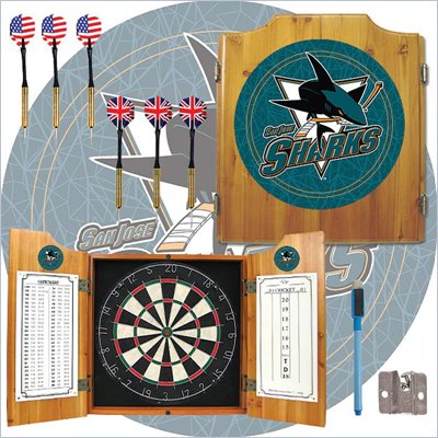 Trademark NHL San Jose Sharks Dart Cabinet includes Darts and Board