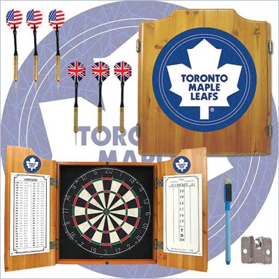 Trademark NHL Toronto Maple Leafs Dart Cabinet includes Darts and Board