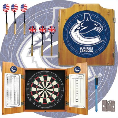 Trademark NHL Vancouver Canucks Dart Cabinet includes Darts and Board