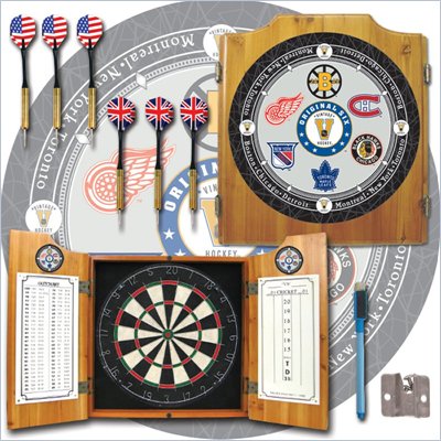 Trademark NHL Vintage Original Six Teams Dart Cabinet with Accessories