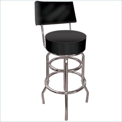 Tradeark Retro High Grade Black Padded Bar Stool with Back