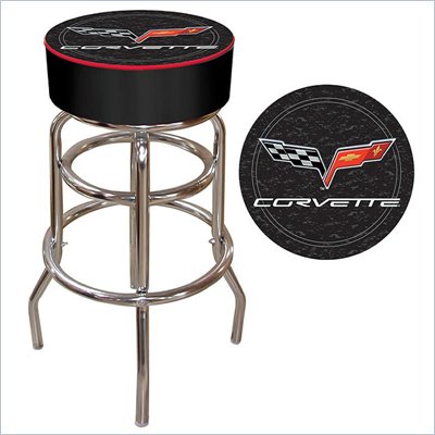 Trademark Retro Corvette C6 Padded Bar Stool - Black